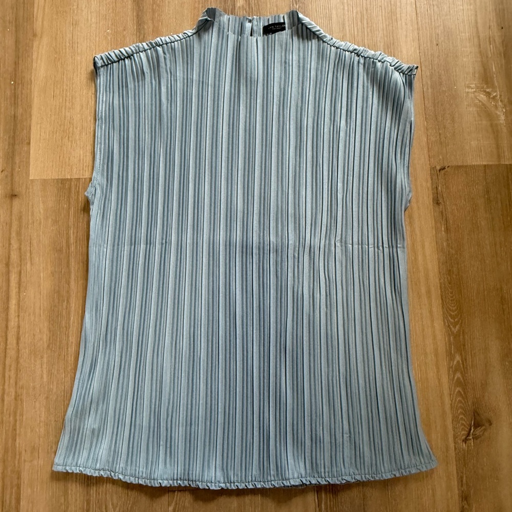 Ann Taylor Light Blue Pleated Blouse